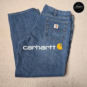 Carhartt Men's Holter Medium Wash Relaxed Fit Straight Work Jeans Size 40 x 30